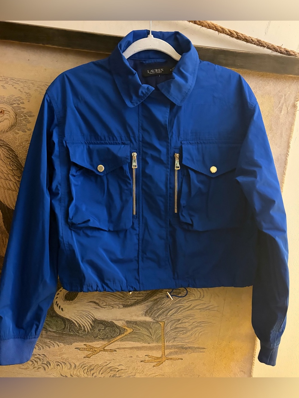 * Lauren Ralph Lauren Cobalt Royal Blue Bomber Moto Utility Jacket SZ Medium *